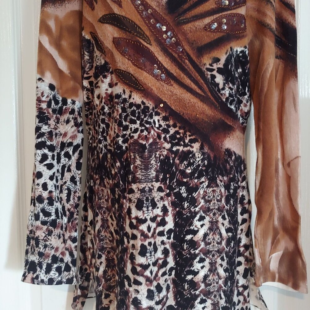 Alberto Makali Blingy Leopard Glam Mob Wife Clubwear Statement Dress M - Picture 5 of 15